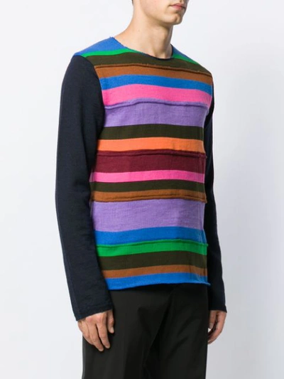 Shop Comme Des Garçons Shirt Striped Knit Jumper In Blue