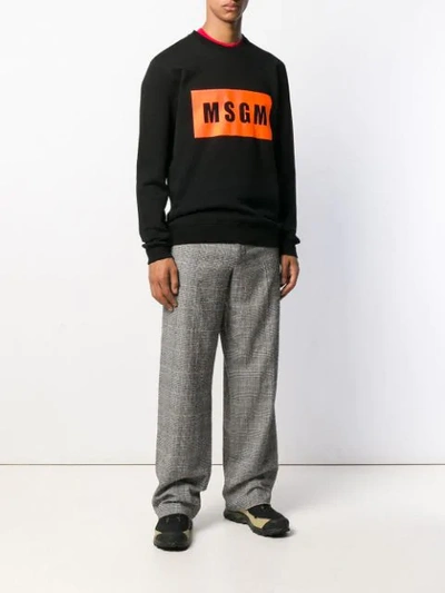 Shop Msgm Logo Box Print Sweatshirt In Black