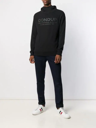 Shop Dondup Logo Print Hoodie In Black