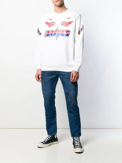 Shop Diesel Racer Print Sweatshirt In White