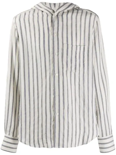 Shop Loewe Hooded Stripe Shirt In White