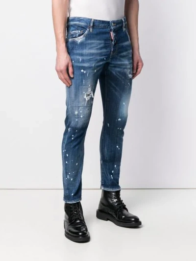 Shop Dsquared2 Distressed Skinny Jeans In Blue