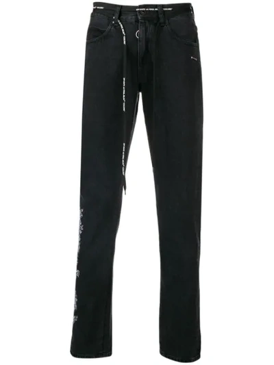 Shop Off-white Logo Strap Jeans In Black