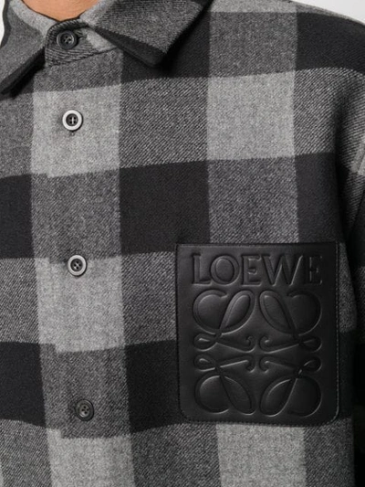 Shop Loewe Gingham Overshirt In Grey
