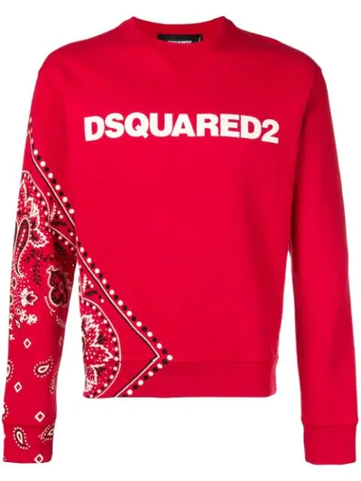 Dsquared2 Bandana-print Pullover Sweatshirt In Red | ModeSens