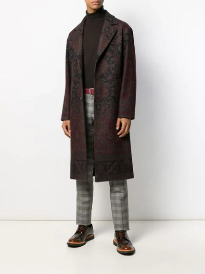 Shop Etro Deconstructed Carpet Print Coat In Red