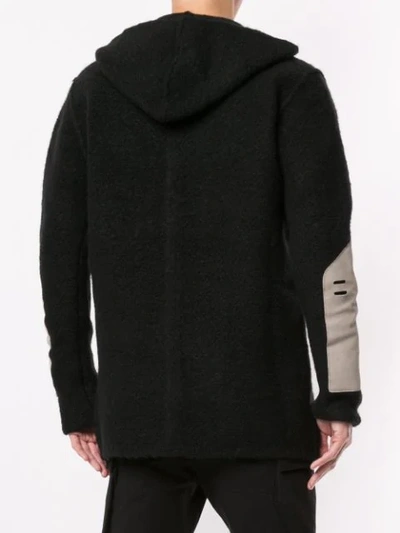 RICK OWENS HOODED PATCHWORK SWEATSHIRT - 黑色