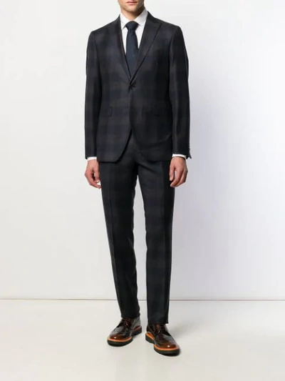 Shop Etro Traditional Check Suit In 200 Blu