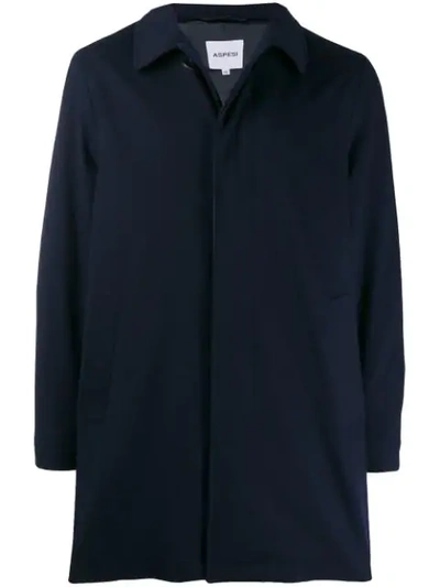 Shop Aspesi Single Breasted Coat In Blue