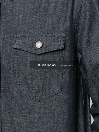 Shop Givenchy Logo Patch Denim Shirt In Blue