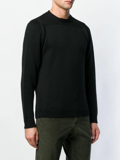 Shop Zanone Ribbed Round Neck Sweater - Black