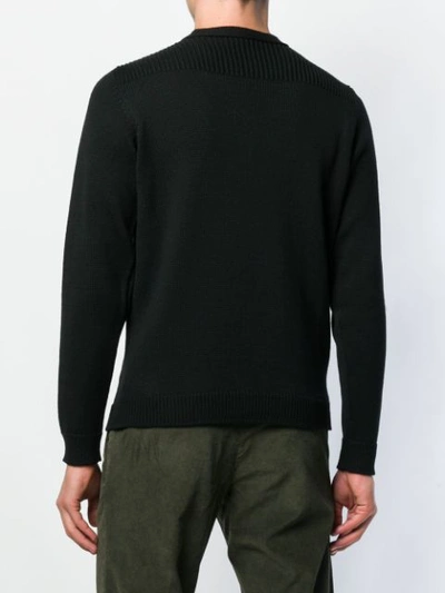 Shop Zanone Ribbed Round Neck Sweater - Black