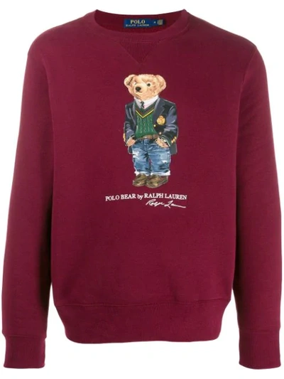 Shop Polo Ralph Lauren Polo Bear Print Sweatshirt In Red