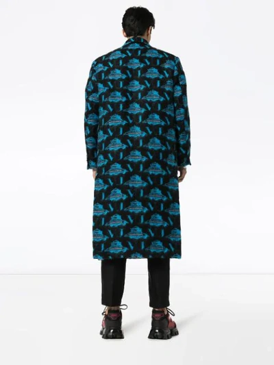 Shop Valentino X Undercover Ufo Intarsia Coat In Blue