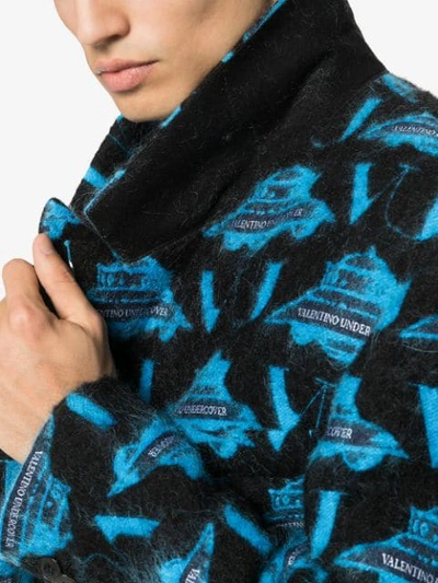 Shop Valentino X Undercover Ufo Intarsia Coat In Blue
