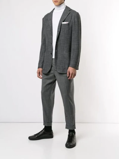 Shop Kiton Jacquard Blazer In Grey