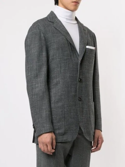 Shop Kiton Jacquard Blazer In Grey