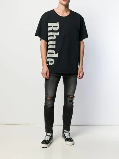 RHUDE LOGO PRINT T-SHIRT - 黑色