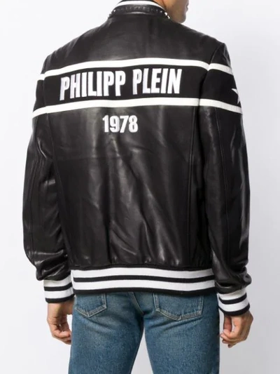 Shop Philipp Plein Logo Bomber Jacket In Black