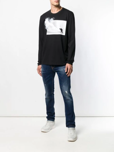 Shop Dirk Bikkembergs Snowboard Print Sweatshirt In Black