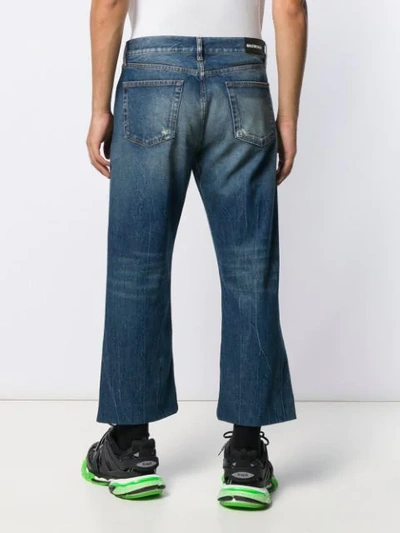 Shop Balenciaga Cropped Wide Leg Jeans In Blue