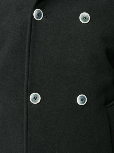 Shop Daniele Alessandrini Double Breasted Hooded Jacket - Black
