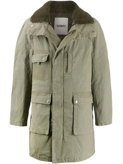 Shop Yves Salomon Fur Trimmed Collar Parka In Green