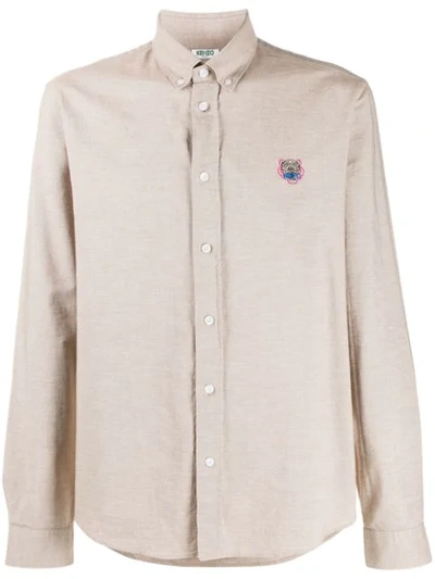 Shop Kenzo Tiger Button-down Shirt In Neutrals
