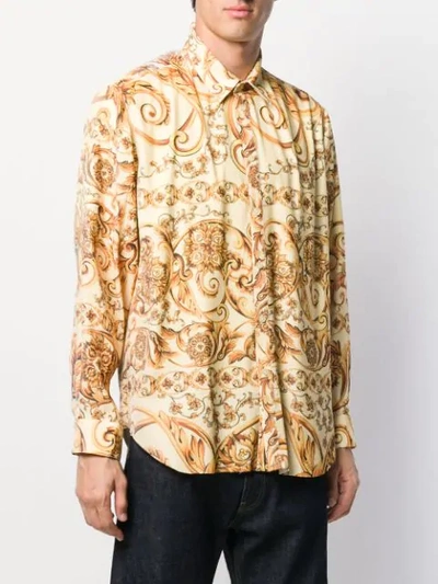 Shop Martine Rose Baroque Print Shirt In Gold