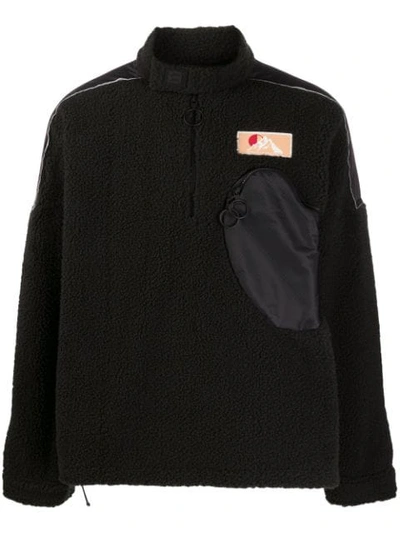 Shop Off-white Fleecepullover Mit Reissverschlusstasche In Black