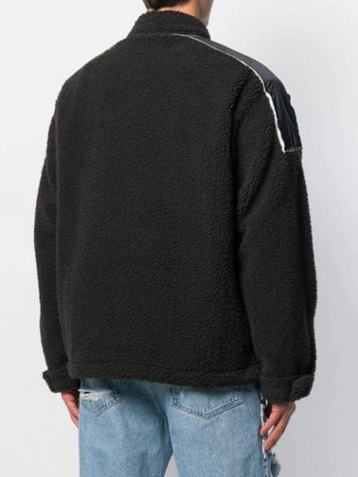 Shop Off-white Fleecepullover Mit Reissverschlusstasche In Black