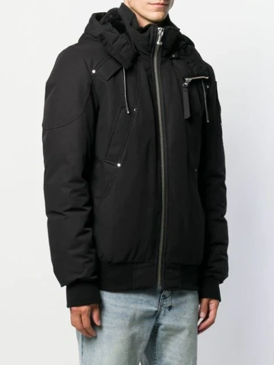 Shop Moose Knuckles Hooded Down Jacket In Black