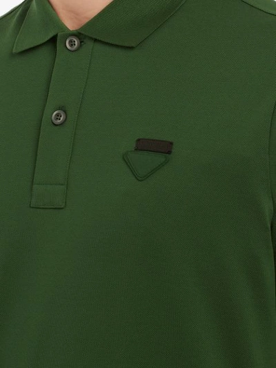 Shop Prada Piqué Polo Shirt - Green