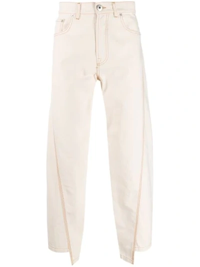 Shop Lanvin Asymmetric Straight-leg Jeans In White