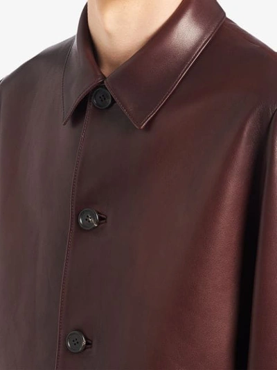Shop Prada Overshirt Style Coat In Red