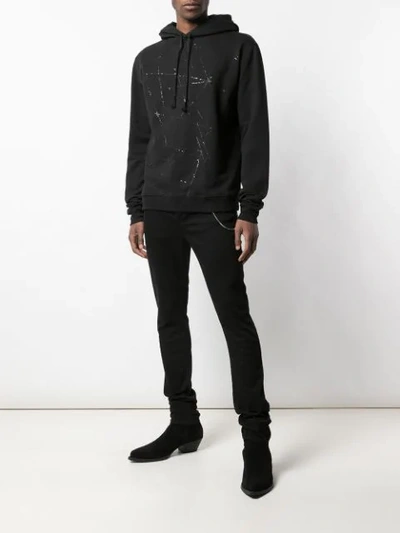 Shop Saint Laurent Beam Print Hoodie In Black