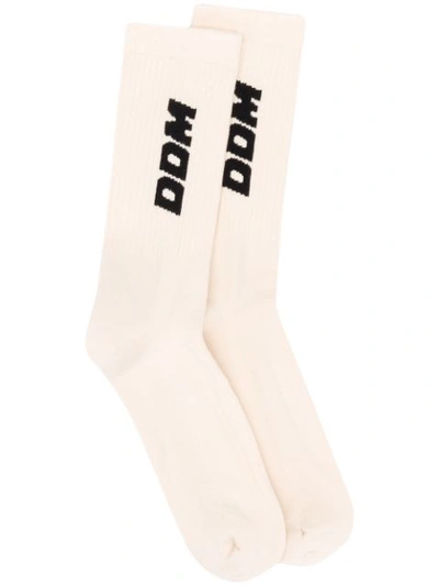 Shop Drôle De Monsieur Ddm Logo Socks In Neutrals