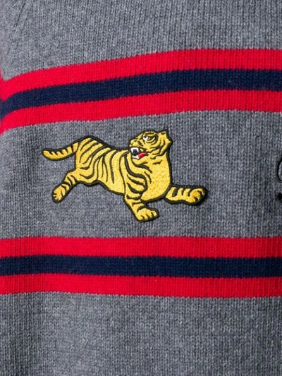 Shop Kenzo Tiger Logo Embroidered Jumper In Grey