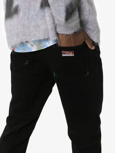 Shop Kenzo Logo Label Slim-fit Jeans In Black