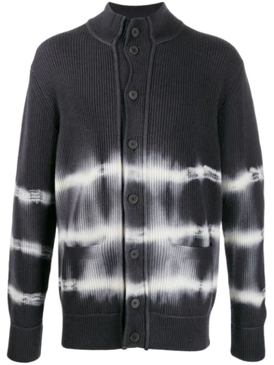 Shop Maison Flaneur Ribbed Tie-dye Cardigan In Blue