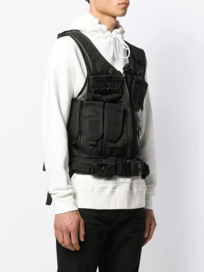 Shop Philipp Plein Sleeveless Army Vest In 02 Black