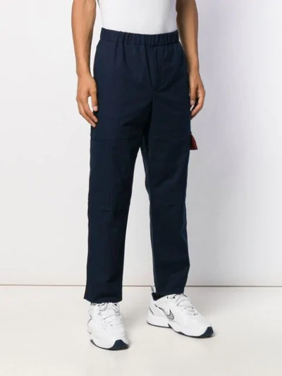 Shop Kenzo Cropped Cargo Trousers In Blue