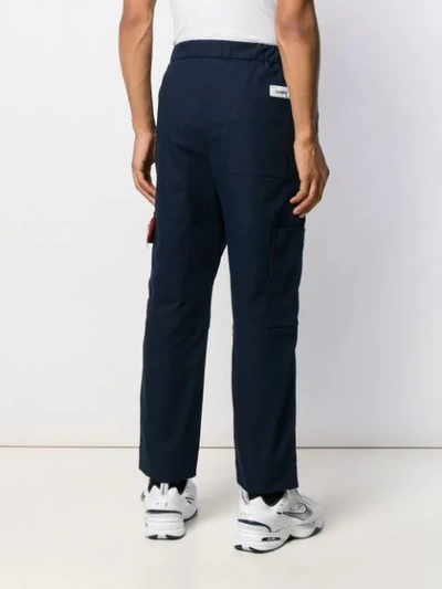 Shop Kenzo Cropped Cargo Trousers In Blue