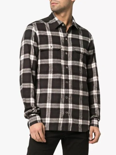 Shop Rick Owens Check Print Cotton Shirt In Black