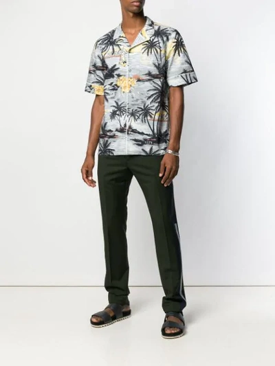 Shop Valentino Hawaiian Print Shirt In Grey