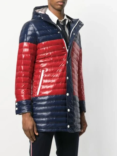 Shop Thom Browne Bicolor Quilted Down Satin Tech Coat In Blue