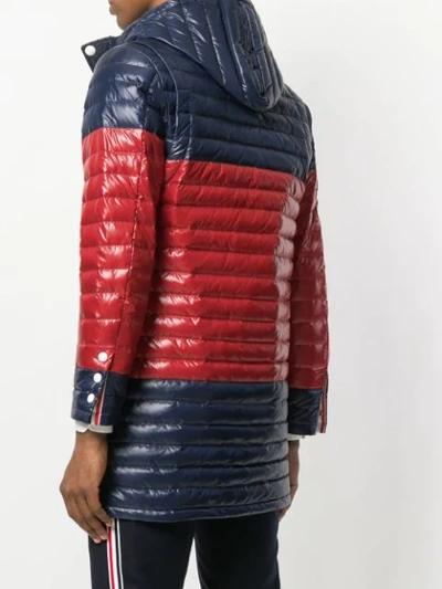 Shop Thom Browne Bicolor Quilted Down Satin Tech Coat In Blue