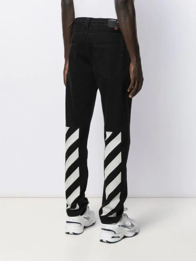 OFF-WHITE DIAGONAL STRIPES PRINT JEANS - 黑色