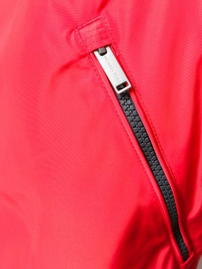 Shop Michael Kors Striped Trim Bomber Jacket In Red