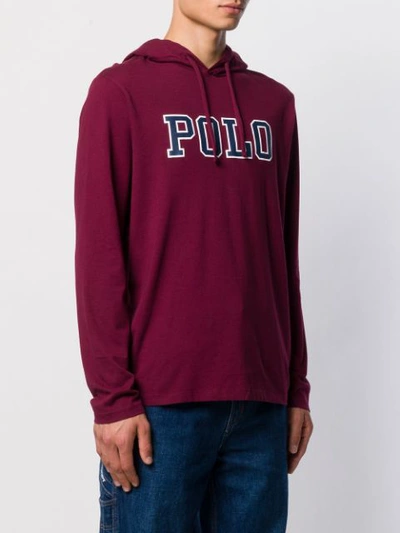 Shop Polo Ralph Lauren Logo Print Hoodie In Red